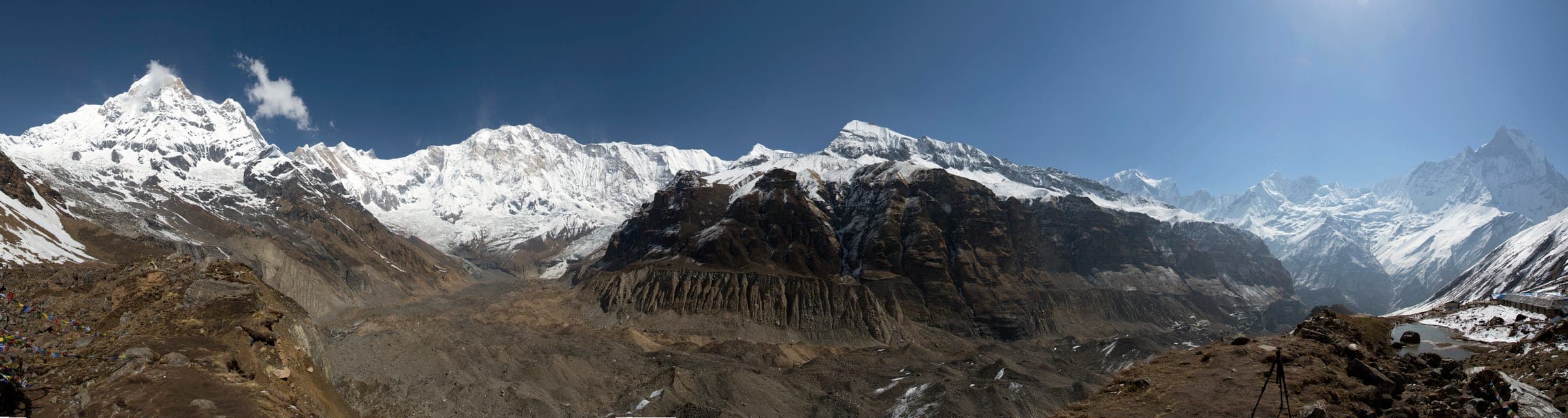 Panoramic view of the Annapurna Sanctuary at dawn, Nepal